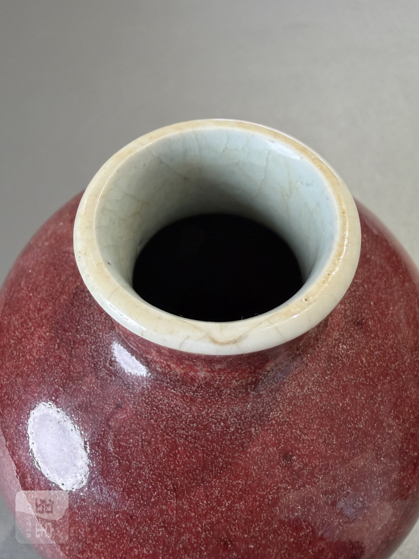 清康熙 郎窑红釉梅瓶（带老盒） - 图11
